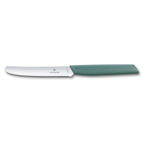 Victorinox - Couteau Tomate Denté 11cm Swiss Modern - Vert Sauge - 6.9006.11W43