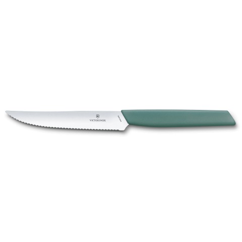 Victorinox - Couteau Steak Denté 12cm Swiss Modern - Vert Sauge - 6.9006.12W43